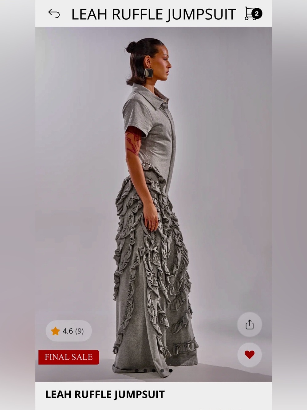 AKIRA Gray Ruffled Jumpsuit Romper - Picture 2 of 7